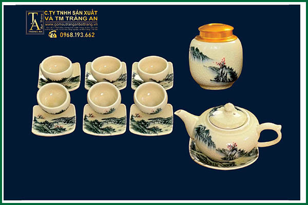 bộ trà men rạn sáng bóng